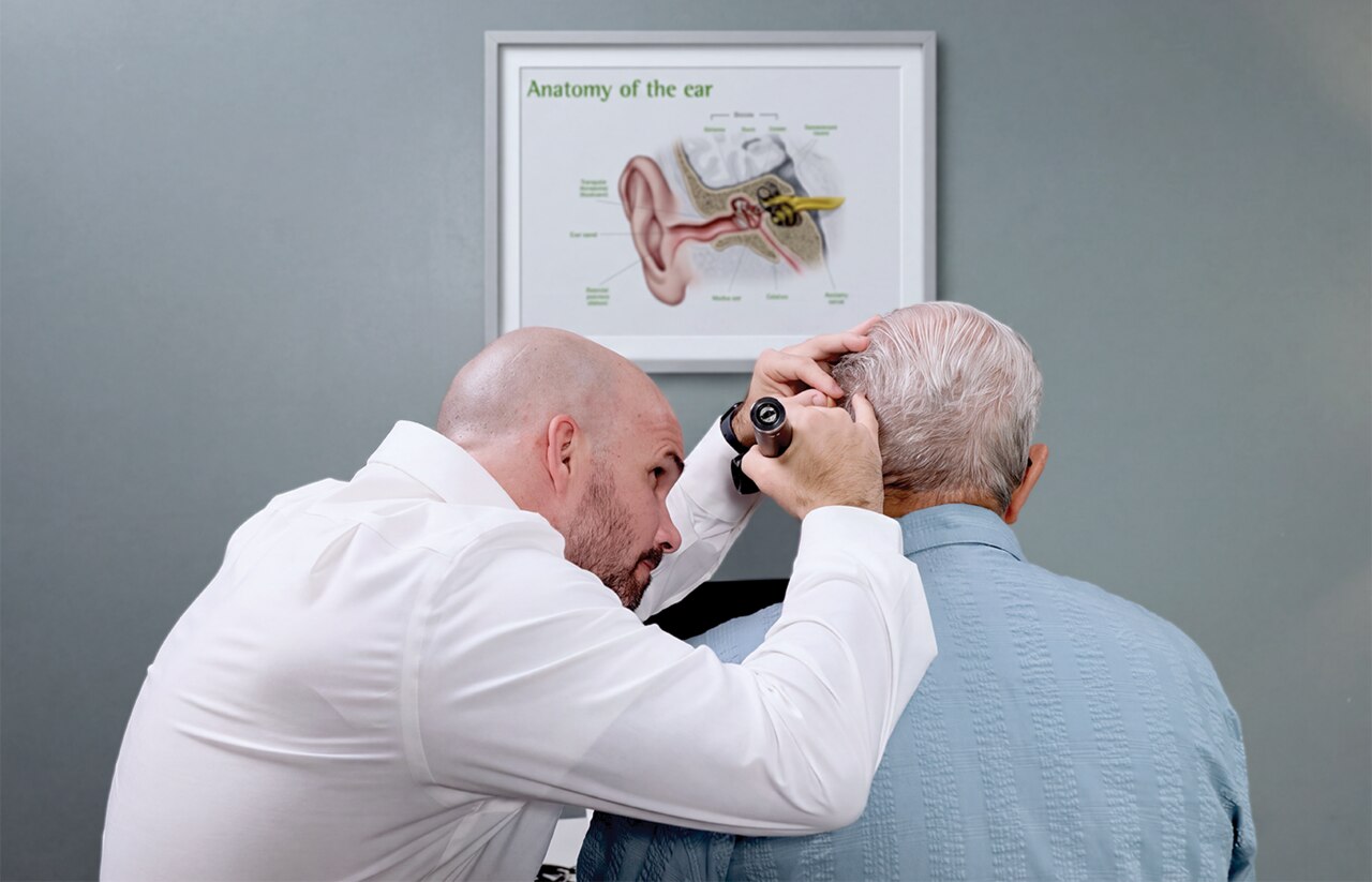 HCP performing otoscopy